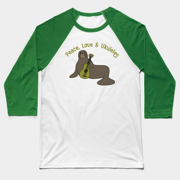 Peace, Love and Ukuleles Baseball T-Shirt by Alissa Carin